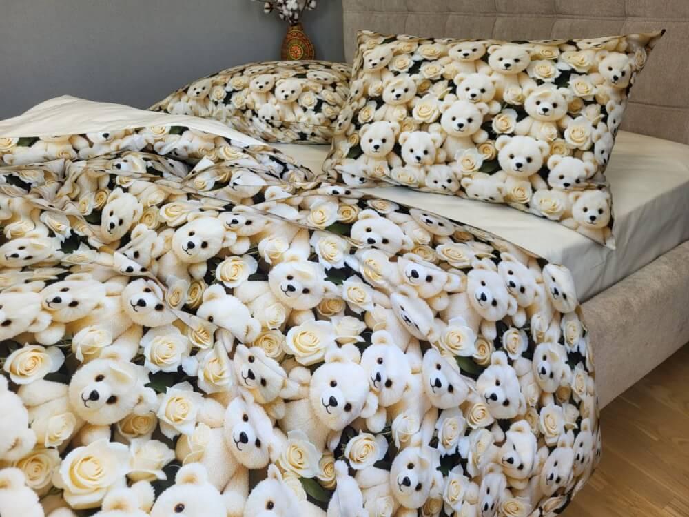 постельное белье 5Д с кремовыми мишками фото 1