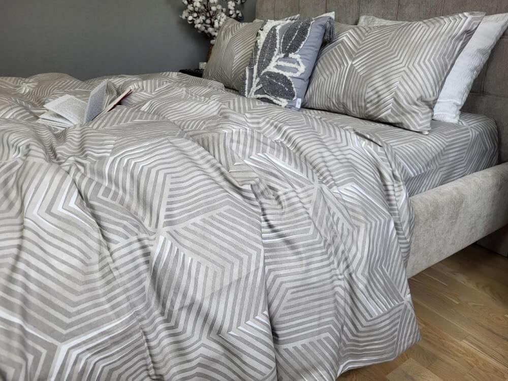 постельное белье бязь премиум повышенной плотности с бежевым геометрическим рисунком  фото 1