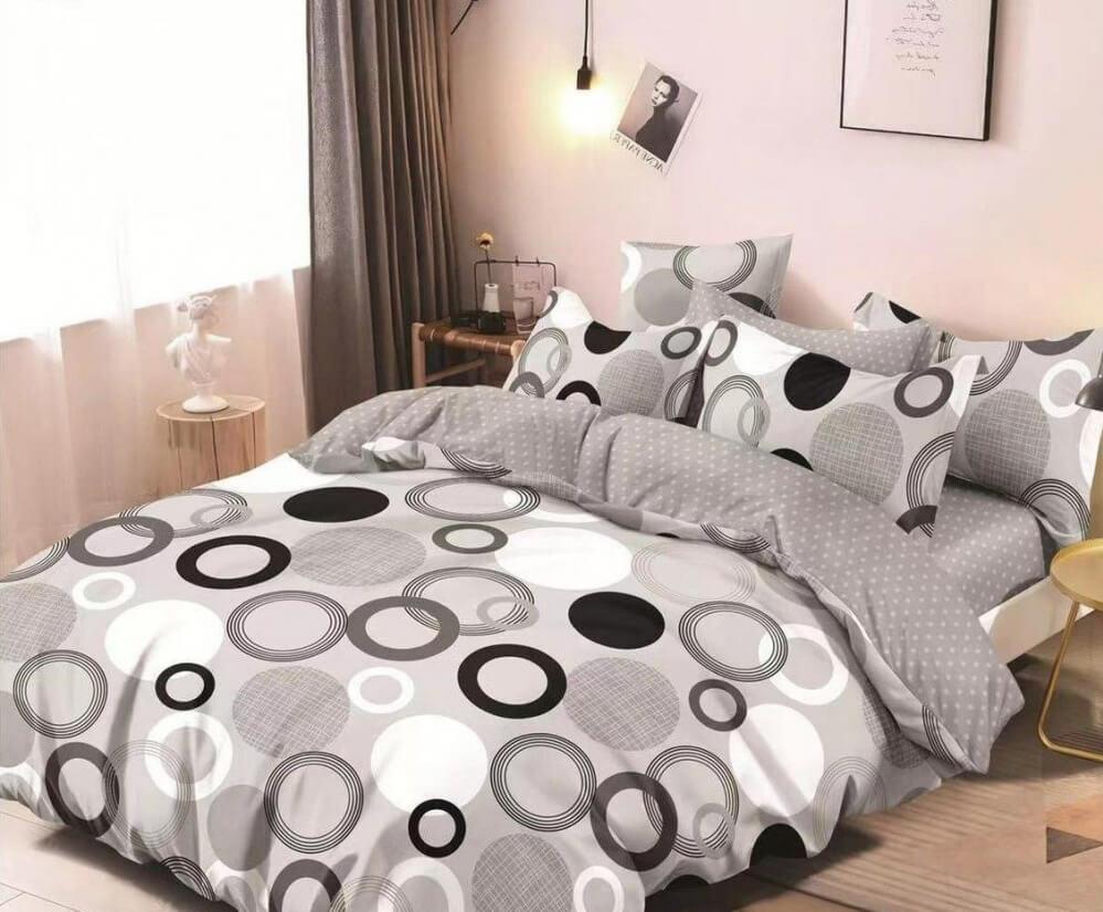 постельное белье ранфорс серого цвета с кругами фото 1