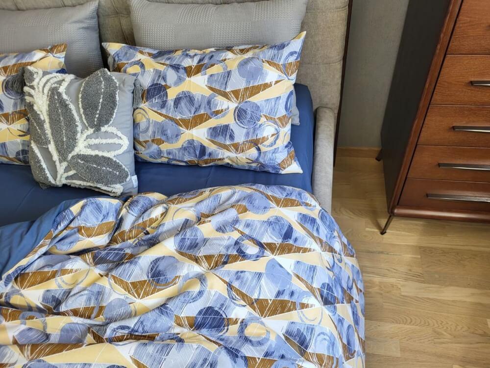 постельное белье ранфорс-коттон с абстрактным синим рисунком фото 1