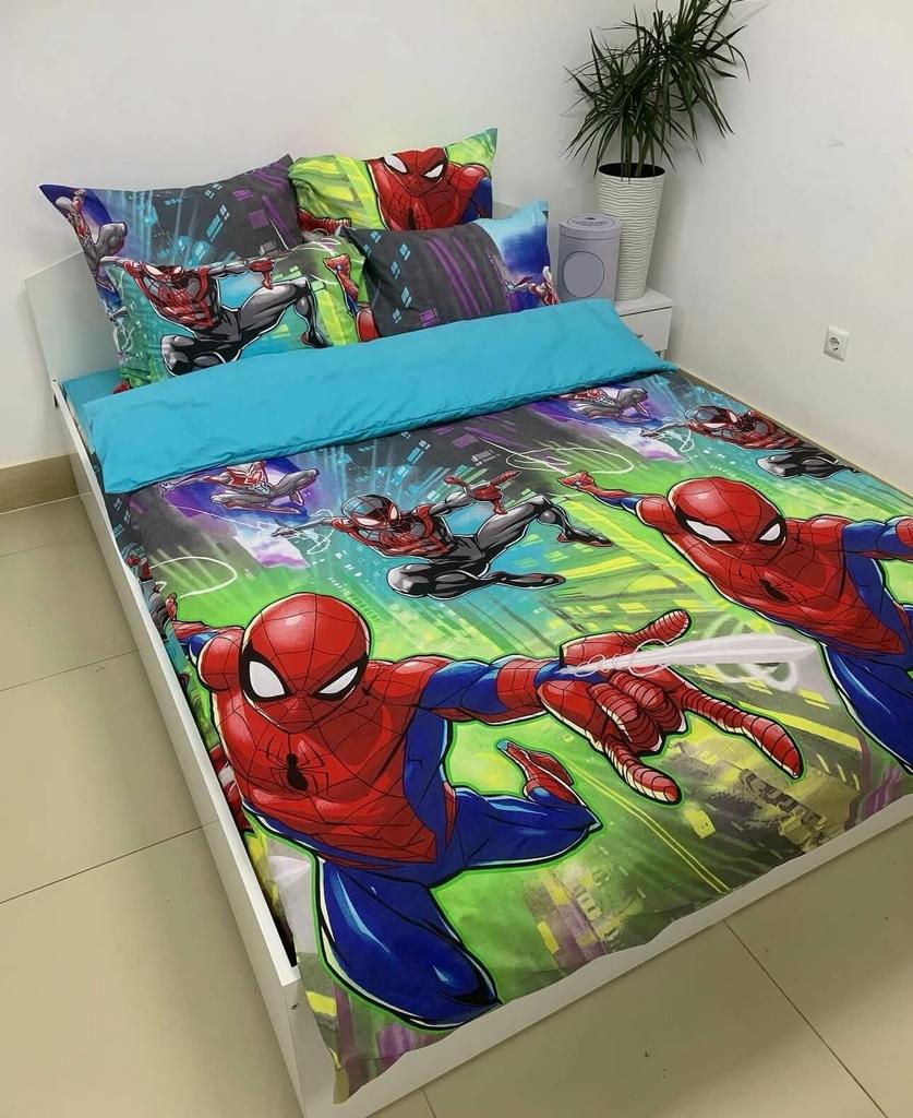 детское постельное белье человек паук на сине-салатовом фоне фото 1