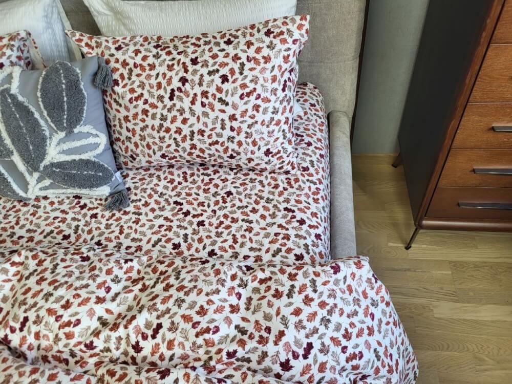 постельное белье фланель (байка) с коричневыми листьями фото 1