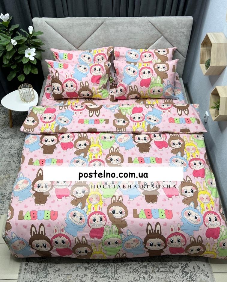 постельное белье с лабубу на розовом фоне фото 1