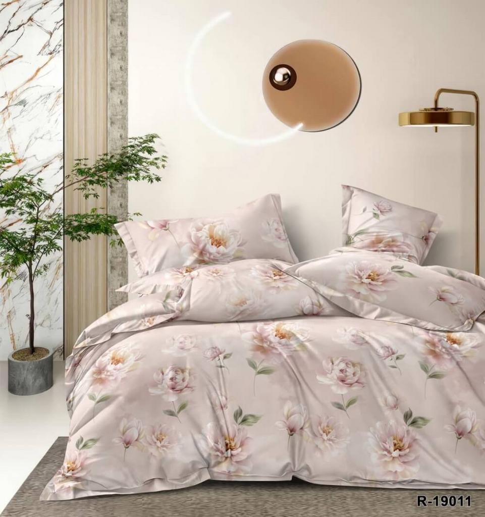 постельное белье ранфорс пудрового цвета  крупными нежными цветами фото 1