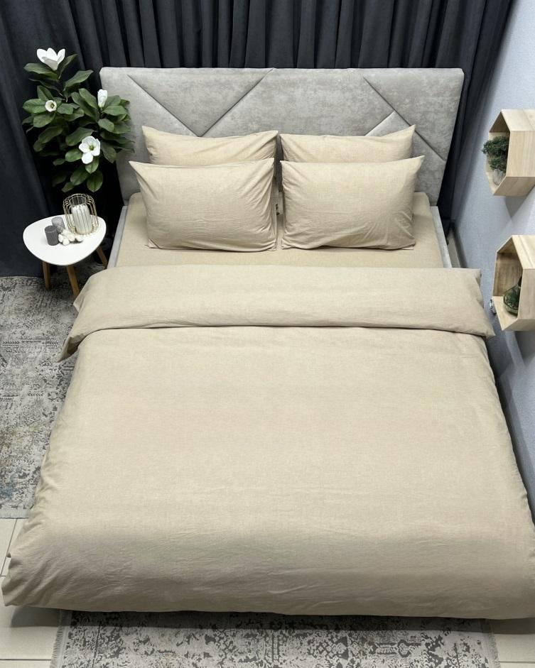 постельное белье вареный хлопок бежевого цвета