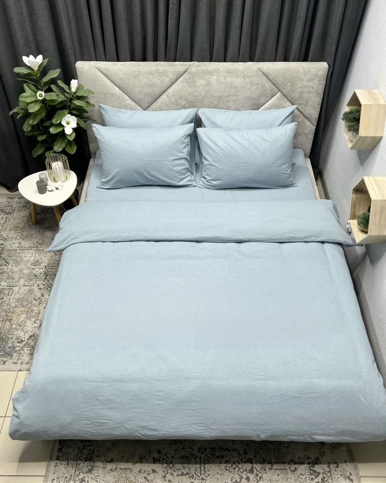 постельное белье вареный хлопок серо-голубого цвета