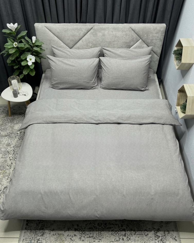 постельное белье вареный хлопок серого цвета