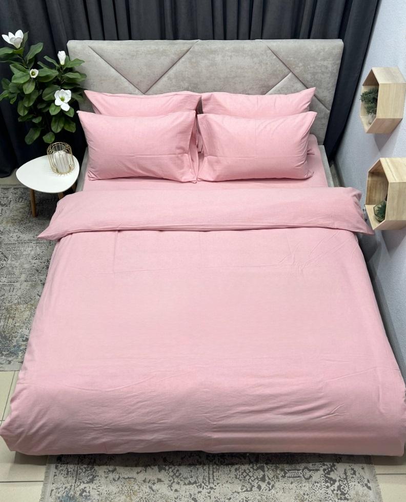 постельное белье вареный хлопок однотонного розового цвета