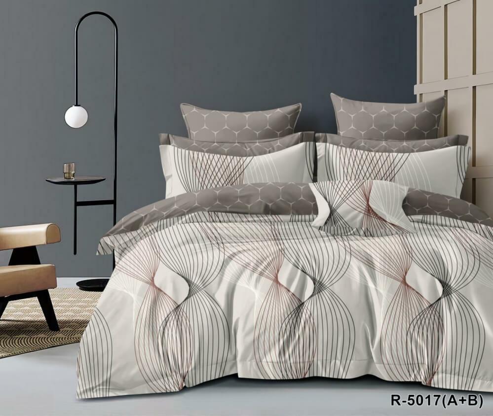 постельное белье ранфорс бежево-коричневого цвета с абстрактным рисунком фото 1