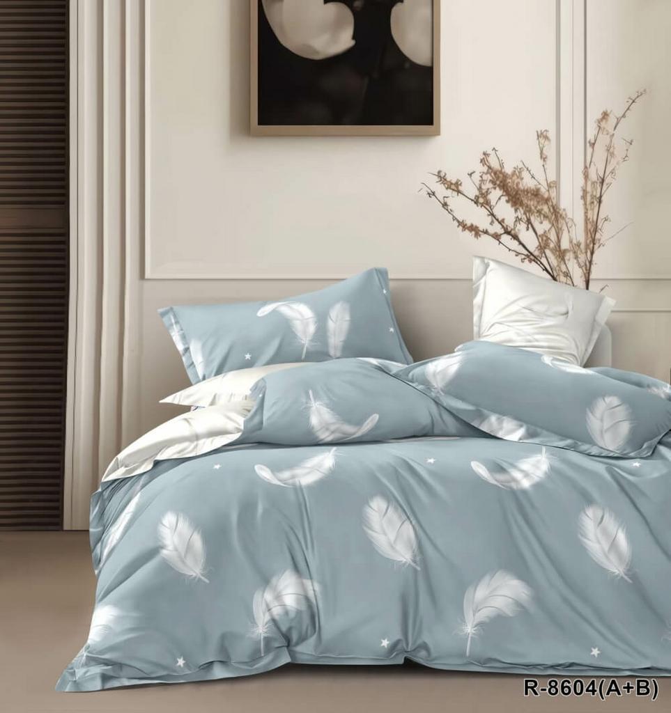 постельное белье ранфорс серого цвета с перьями фото 1