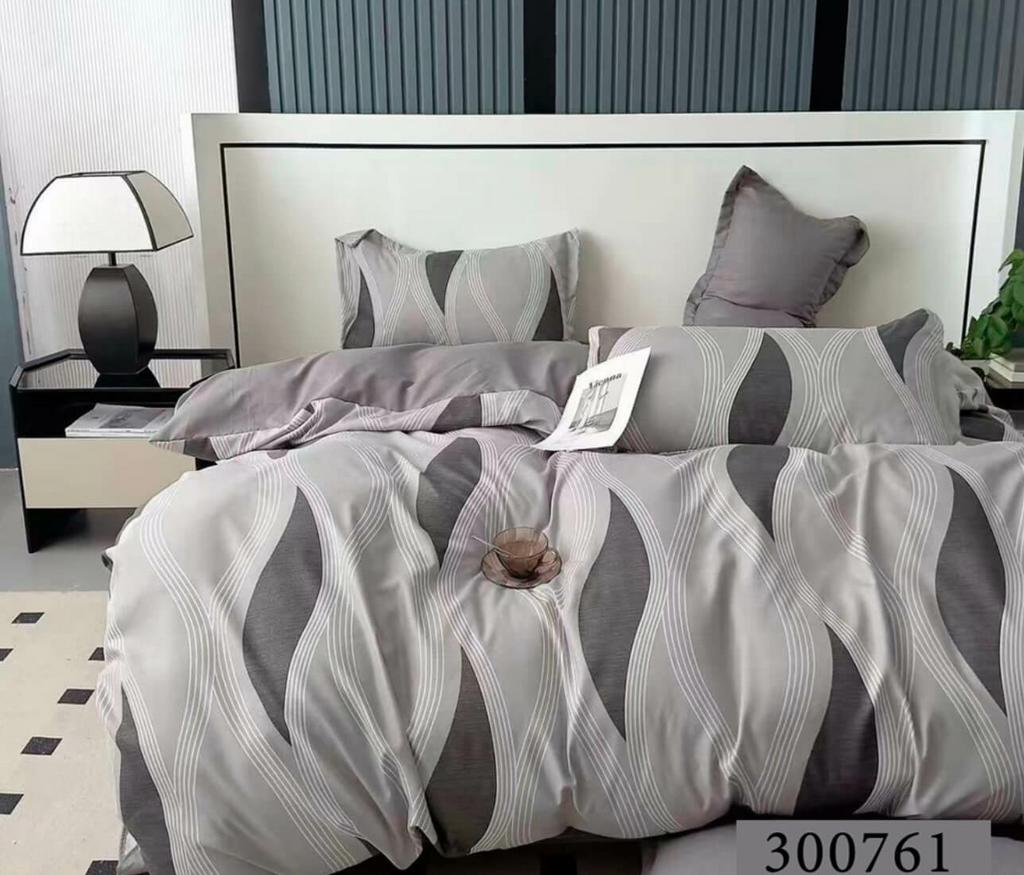 постельное белье сатин серого цвета с рисунками в виде волн