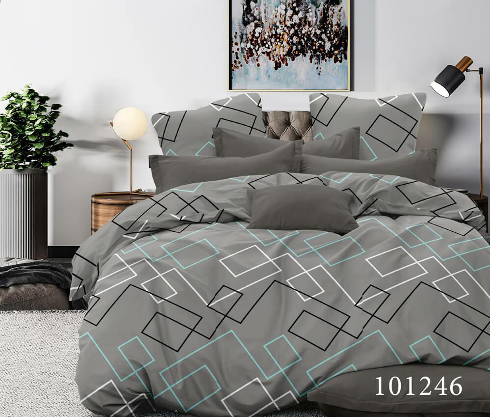 серое постельное белье бязь с геометрическим рисунком в виде прямоугольников