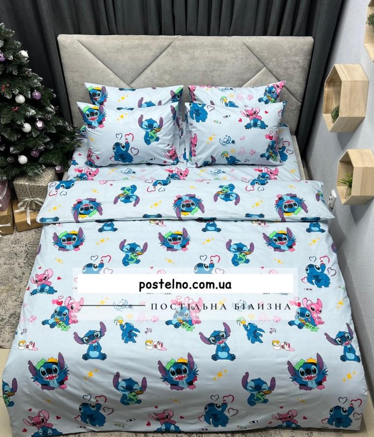 постельное белье Стич на голубом фоне фото 1