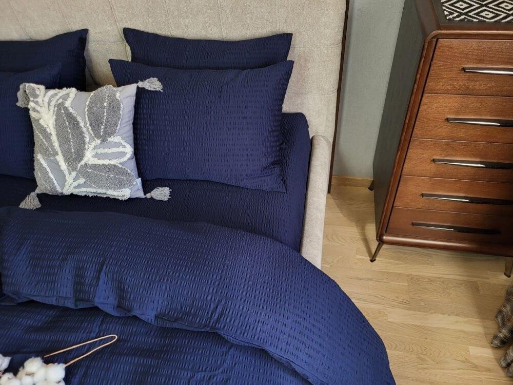 темно-синее постельное белье сатин гофре жатка фото 1