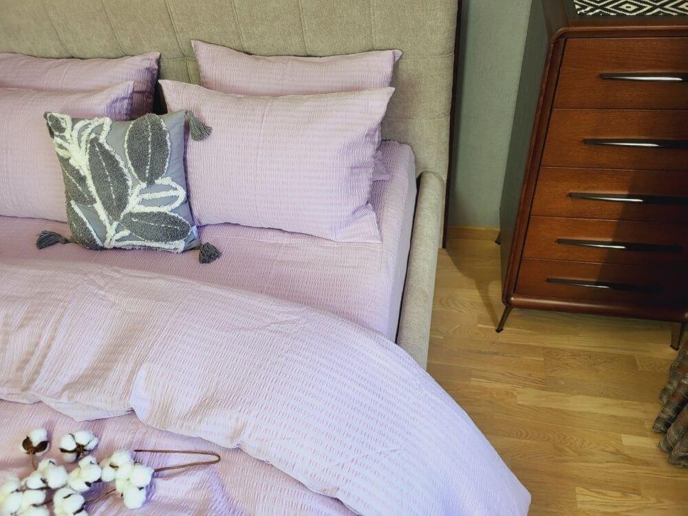 постельное белье сатин гофре жатка розового цвета фото 1