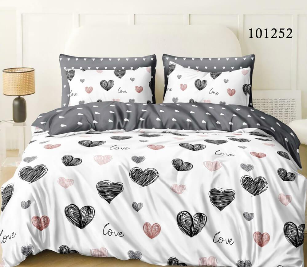 белое постельное белье бязь с серыми сердечками