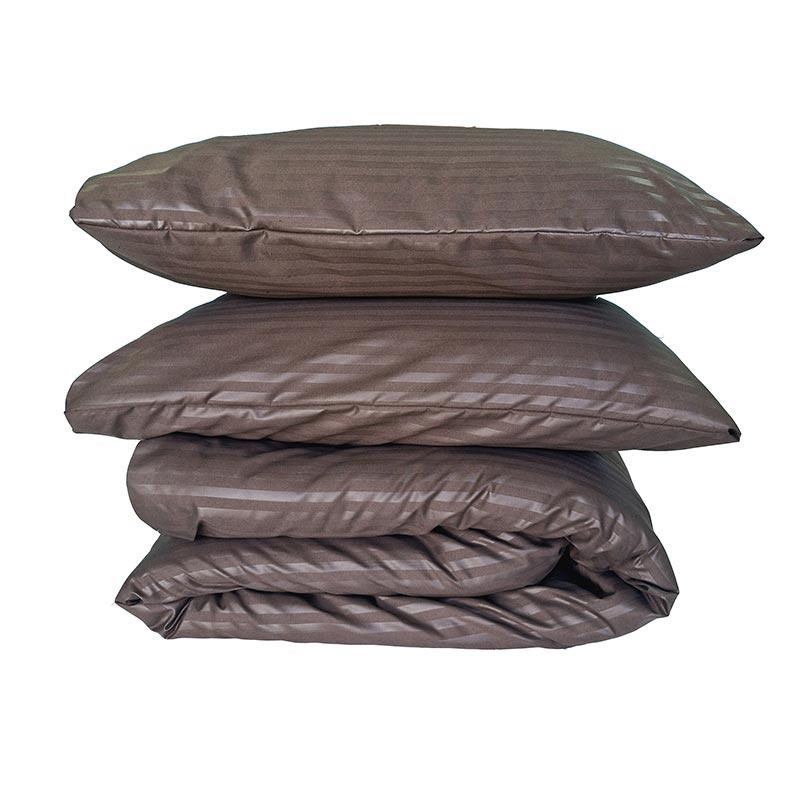 коричневое постельное белье из микрофиюры страйп в полоску фото 1