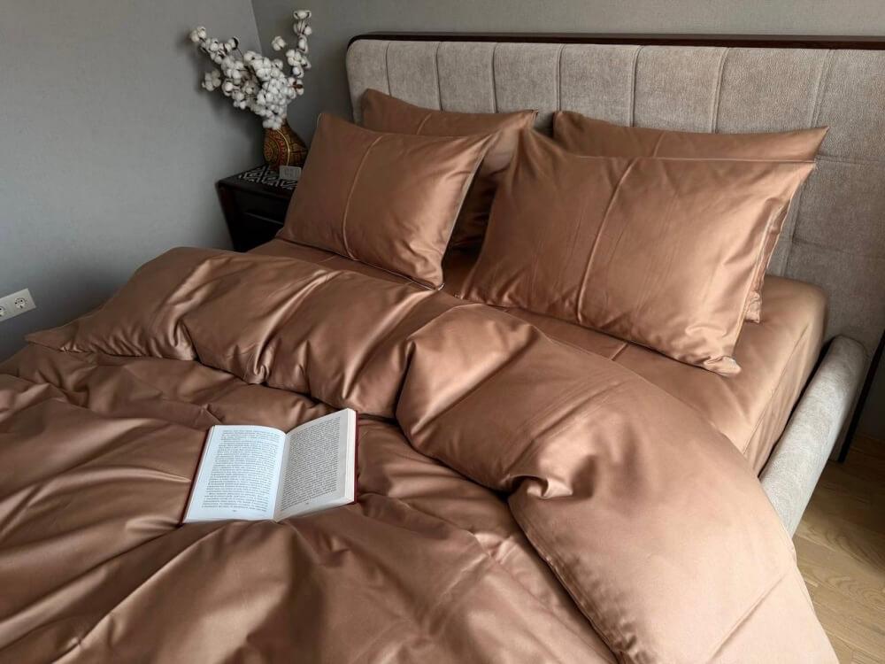 однотонное постельное белье сатин медного цвета фото 1