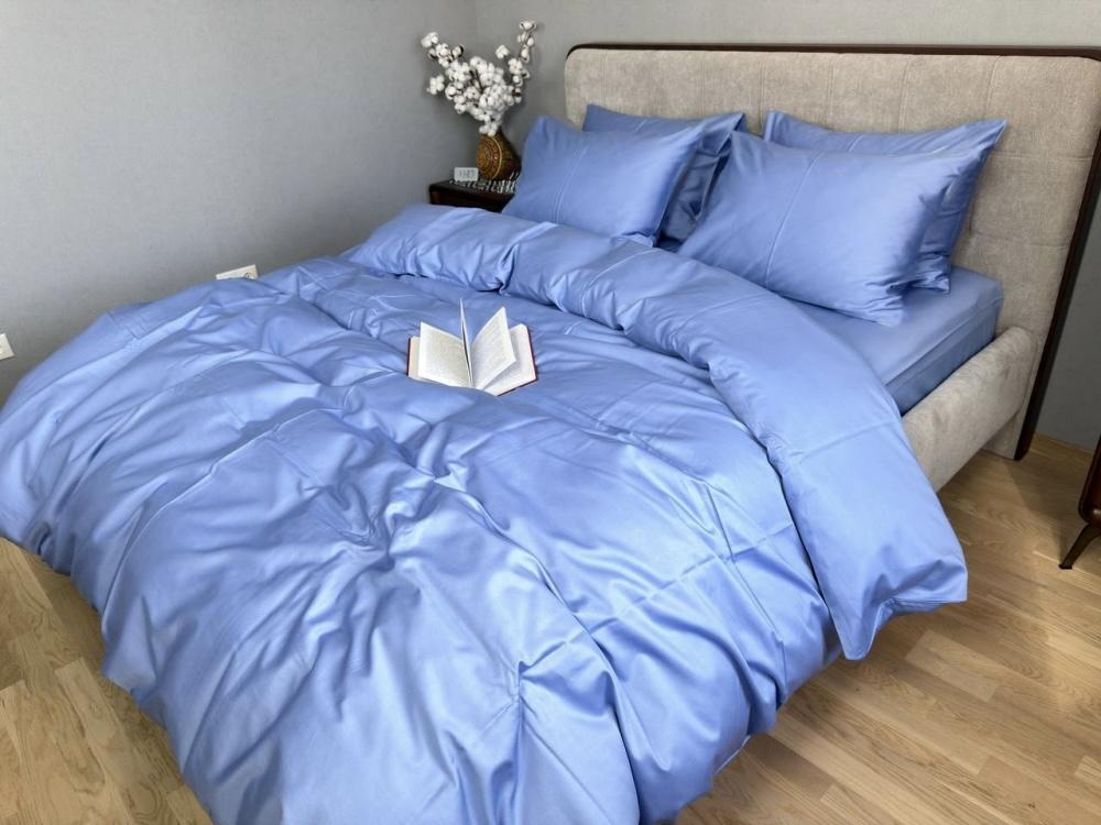 однотонное постельное белье сатин голубого цвета фото 1