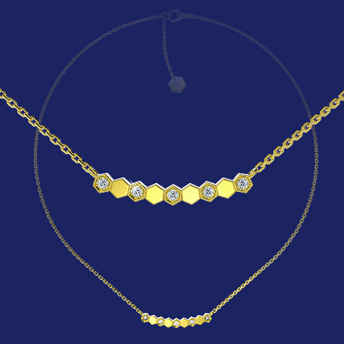 Колье Bee My Love half pave pendant