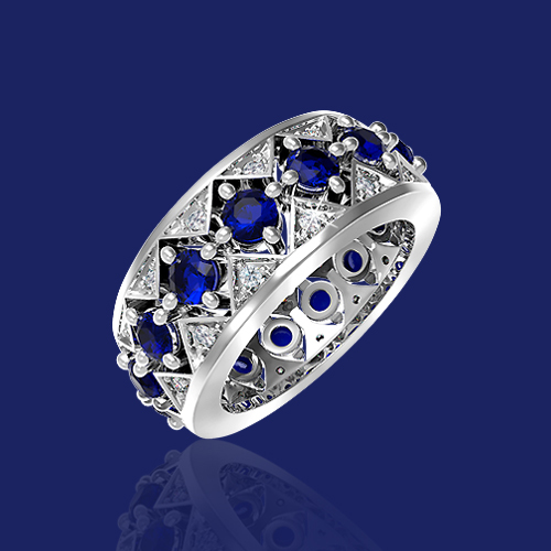 Кольцо Graff Snowfall Single Row Ring sapphire