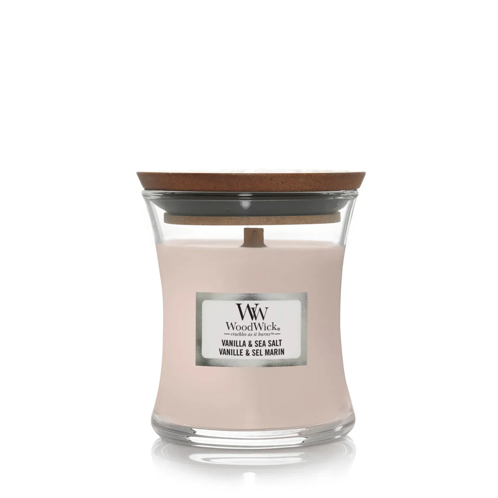 Woodwick Mini Vanilla & Sea Salt - Ароматична свічка, 85 г
