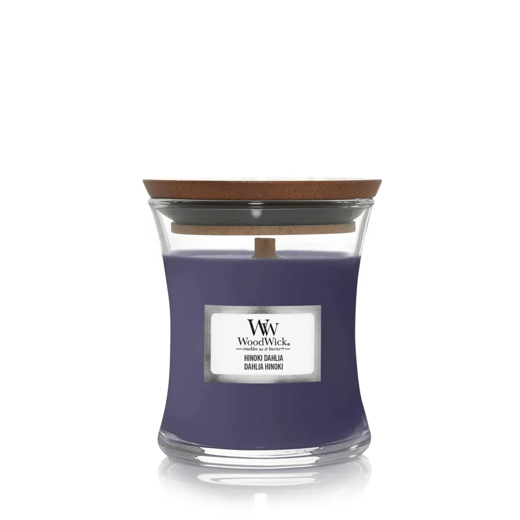 Woodwick Mini Hinoki Dahlia - Ароматична свічка, 85 г