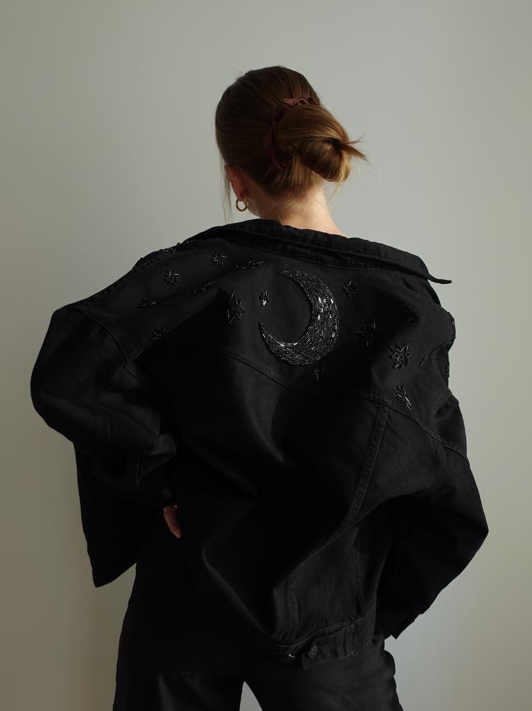 Джинсовая куртка oversize "Black Crescent", The Noisetier x SOMEPAINTEDSTUFF