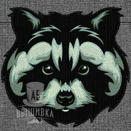 Дизайн машинной вышивки Енот в двух размерах