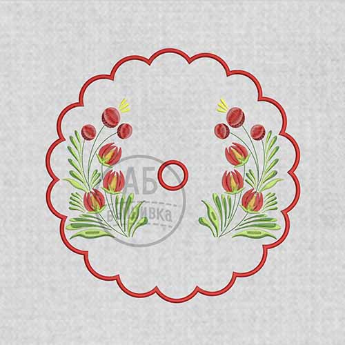 Дизайн машинной вышивки коллекция "Петриковка". Салфетка под венчальные свечи. Цельный