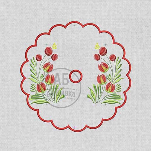 Дизайн машинной вышивки коллекция "Петриковка". Салфетка под венчальные свечи. Части
