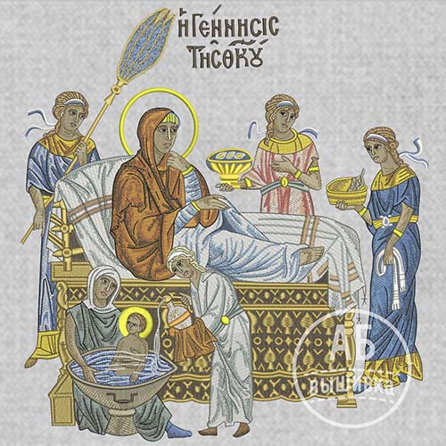 Дизайн машинной вышивки иконы Рождество Богородицы