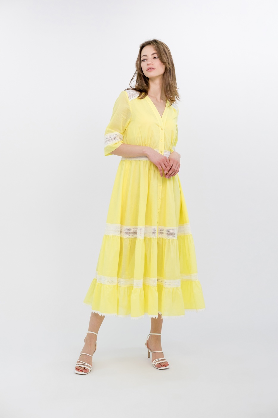 Платье из кружева с оборками H&M 00004964 Бледно-желтый