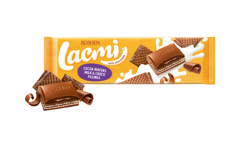 CIOCOLATA ROSHEN Lacmi lapte cu lapte si umpluturi de ciocolata, vafe cu cacao ВКФ 265g /12buc