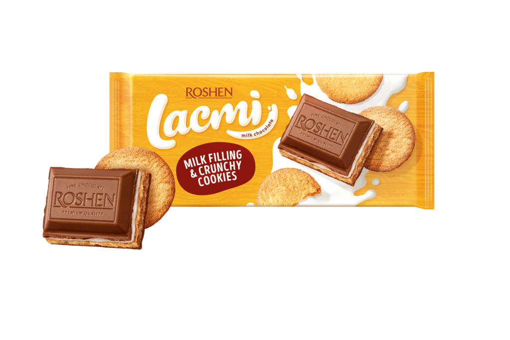 CIOCOLATA ROSHEN Lacmi lapte cu umplutura de lapte si biscuiți  100g / 18buc