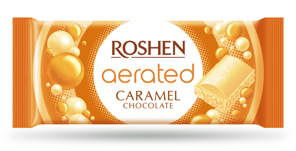 CIOCOLATA ROSHEN alba aerata cu caramela 80g / 20 buc