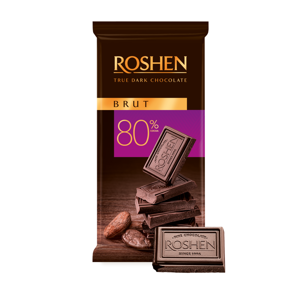 CIOCOLATA ROSHEN neagra Brut 80% 85g / 35 buc