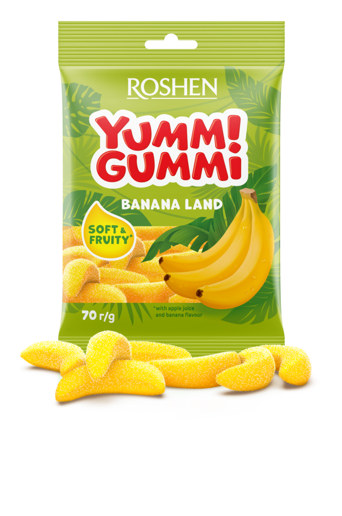 BOMBOANE DE JELEU Yummi Gummi Banana Land 70g / 22 buc