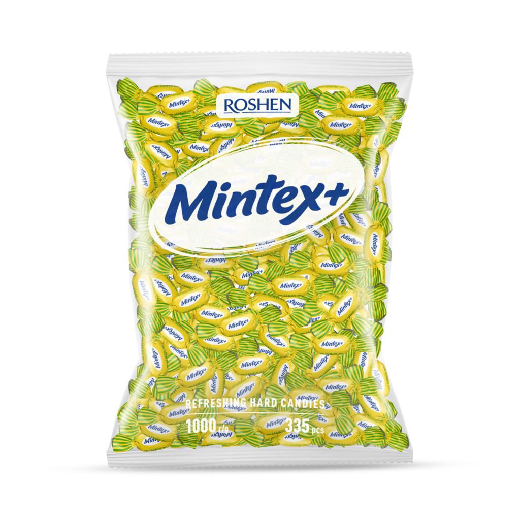 CARAMELA ROSHEN Mintex+ Lemon cu aromă de lămâie și mentol 1kg / 9 buc
