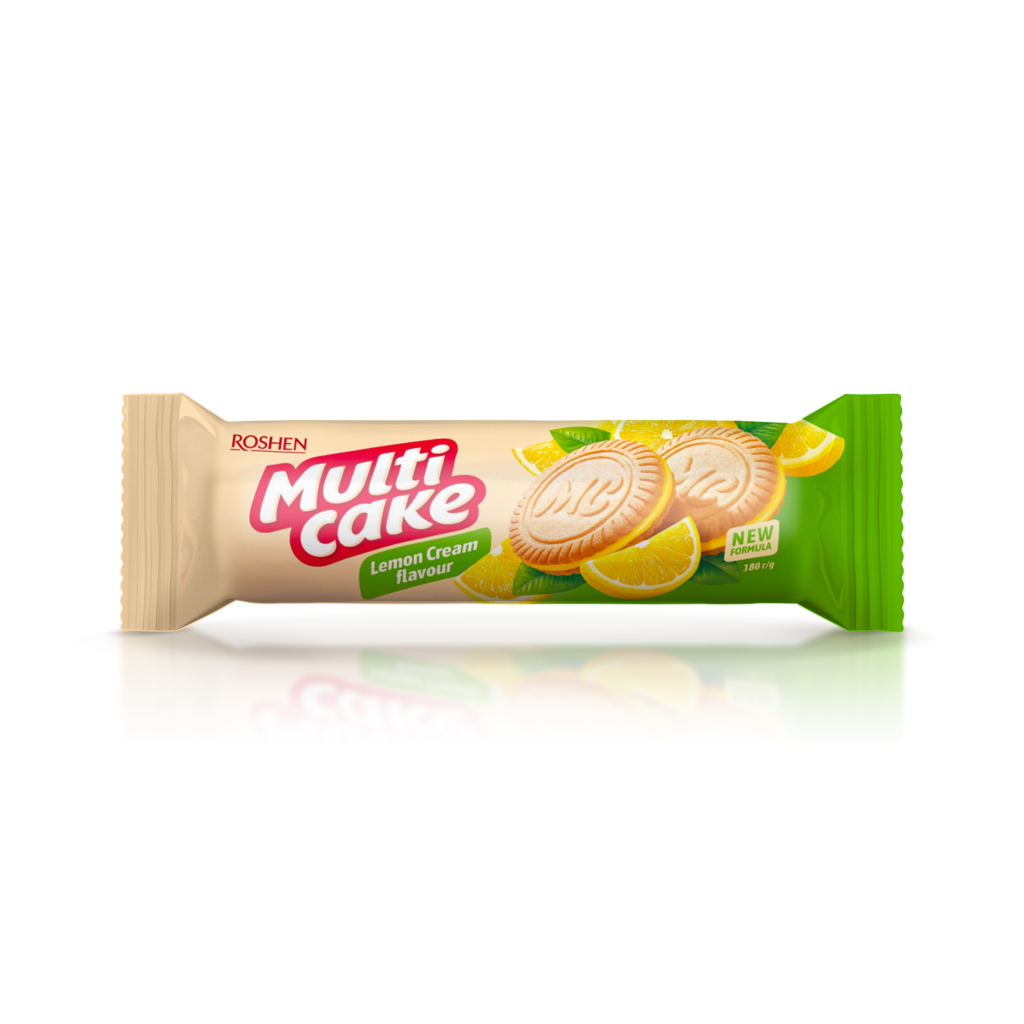 BISCUITI ROSHEN Multicake  cu umplutura de crema de lamaie 180g / 28 buc