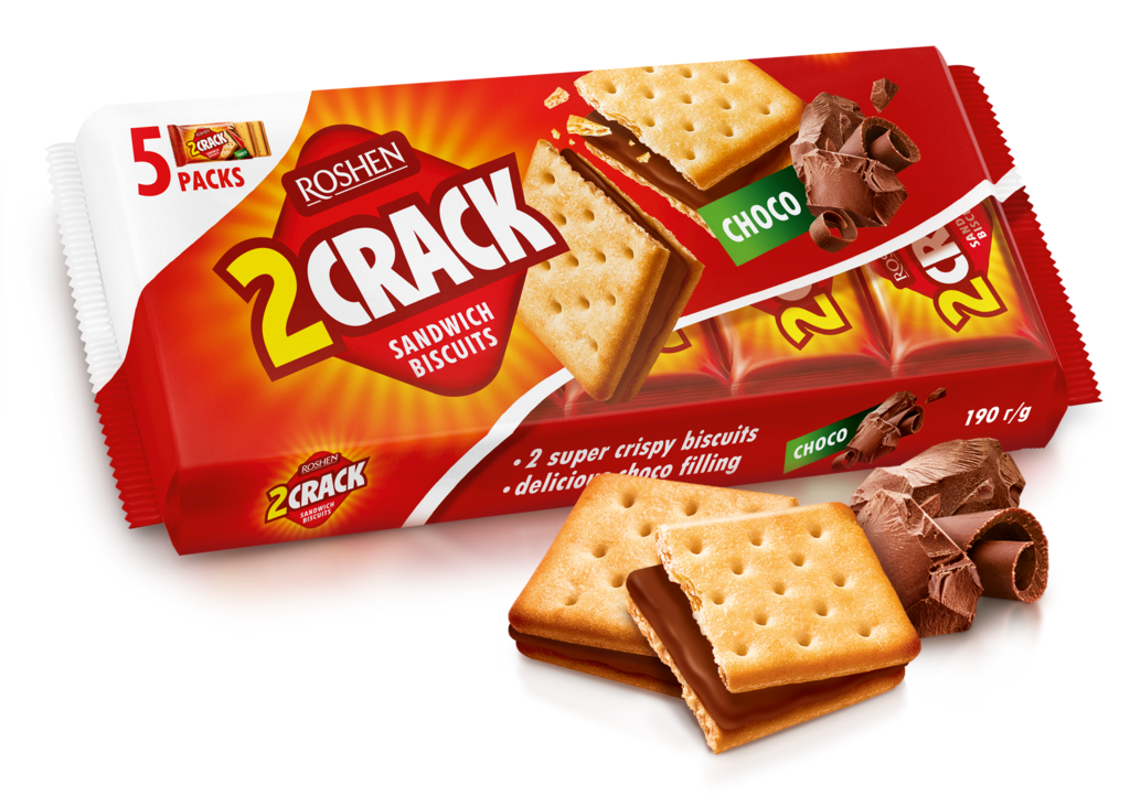 BISCUITI ROSHEN 2 CRACK  cu umplutura de ciocolata 190g / 26 buc