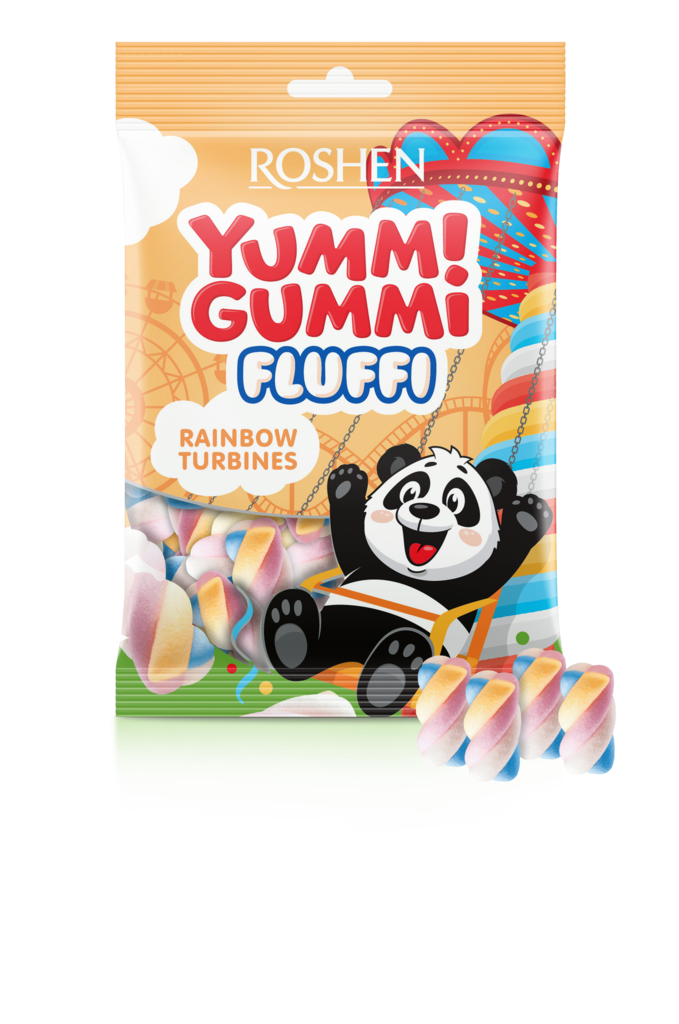 BOMBOANE Marshmallow Yummi Gummi Fluffi Rainbow Turbines 65g / 11 buc