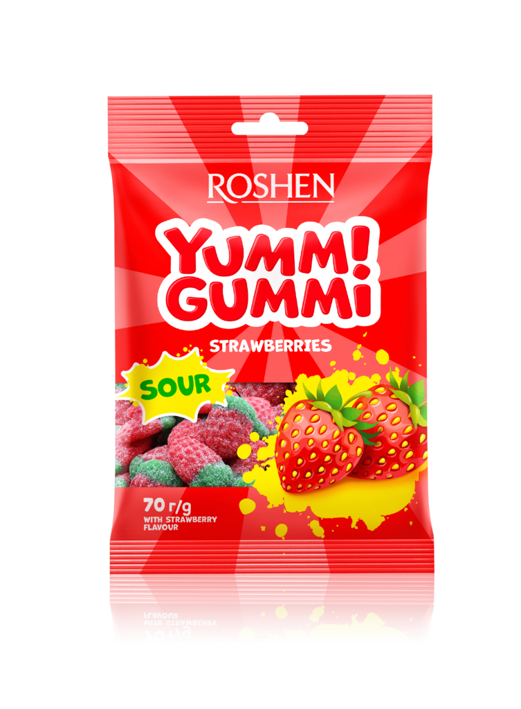 BOMBOANE DE JELEU Yummi Gummi Sour Strawberries 70g / 22 buc