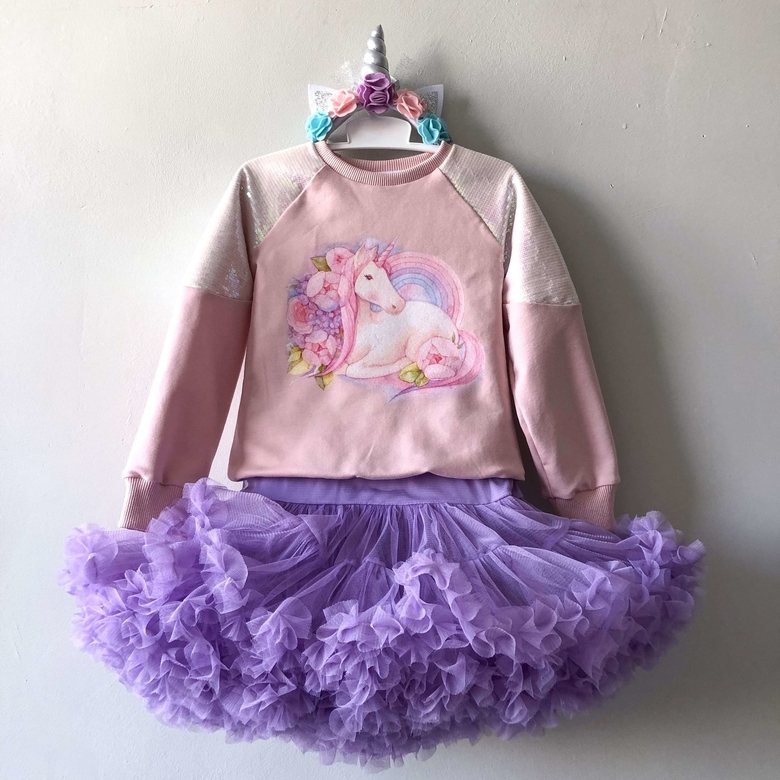 Cвитшот пудра с пайетками  "Единорог"