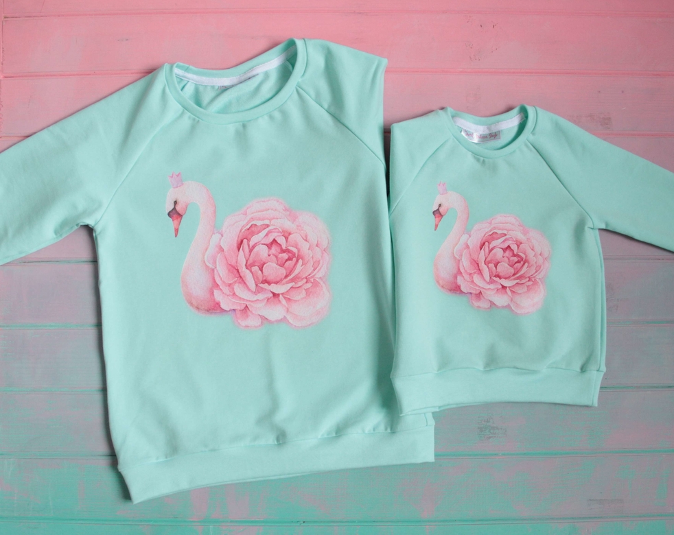 Cвитшоты мятные  "Лебедь"