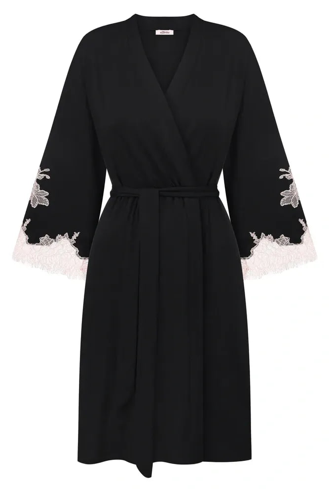 Халат з бамбуку чорний 03161O/2  Effetto Італія