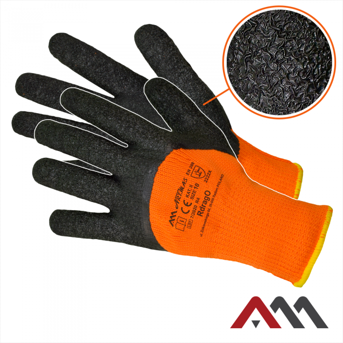 ArtMas Gloves RDRAG ORANGE - Зимові трикотажні рукавички покриті латексом