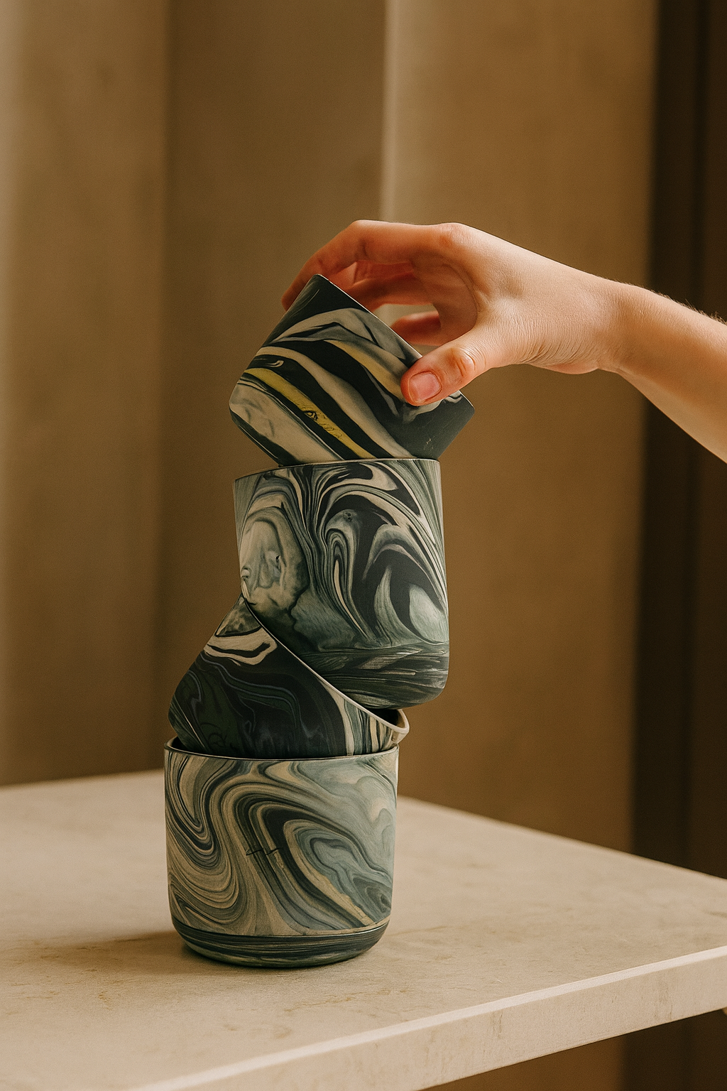 Marbling cup Black