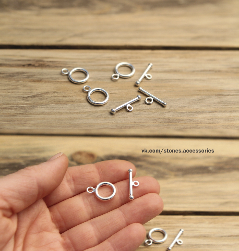 Тогл серебро 925 пробы 12 мм