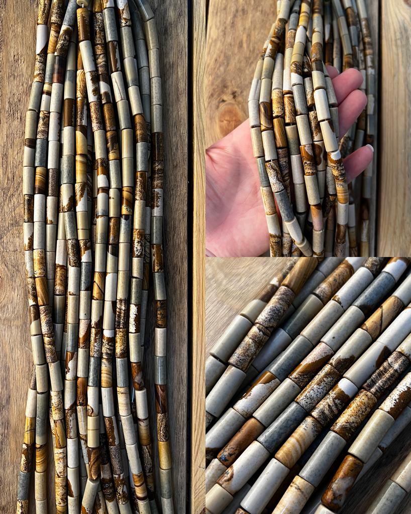 Яшма пейзажная трубочки 28 х 7 мм